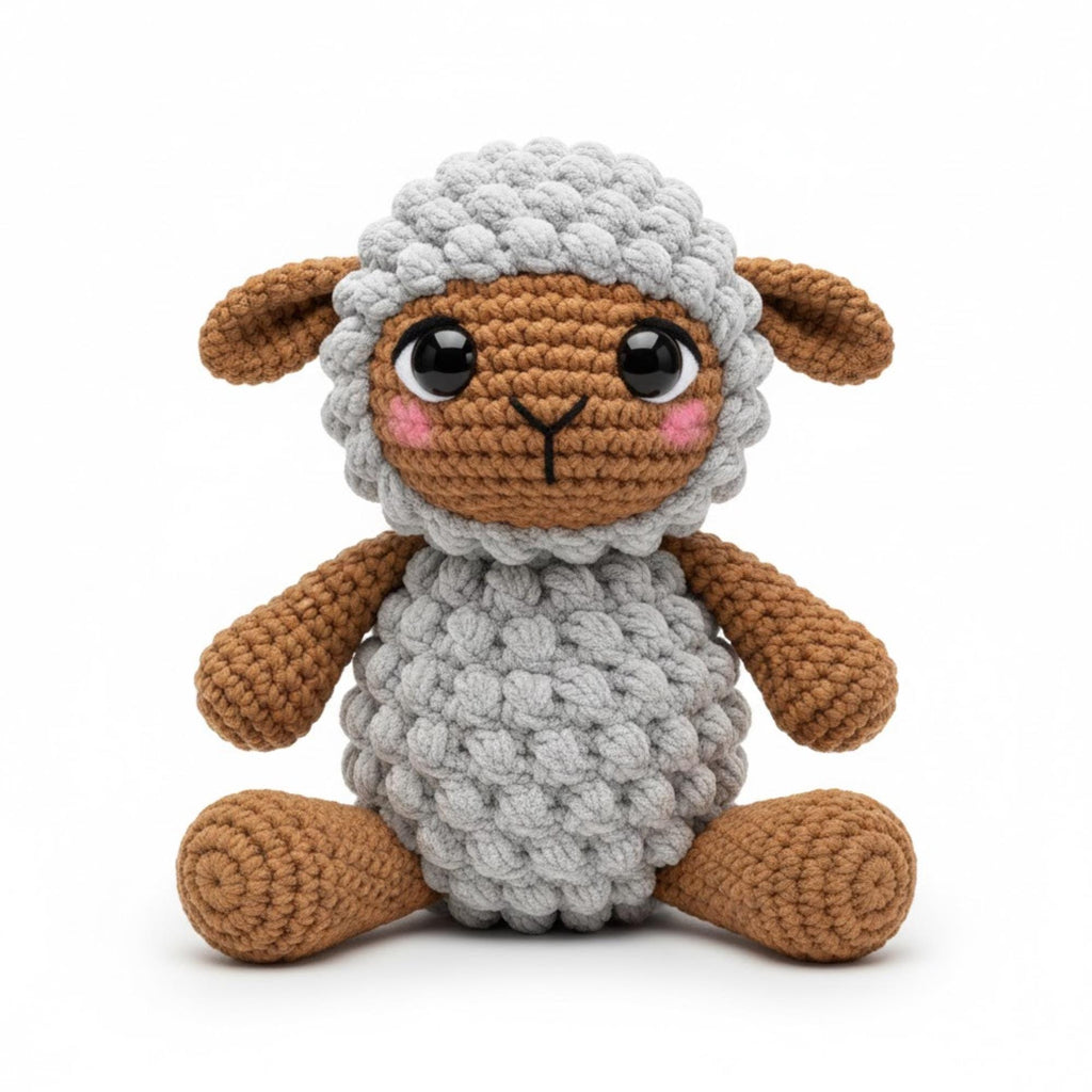 Amigurumi Crochet Bobble Stitch Lamb Pattern PDF– Cute Amigurumi Sheep Plush Toy, Textured Farm Animal, Beginner Friendly Digital Download