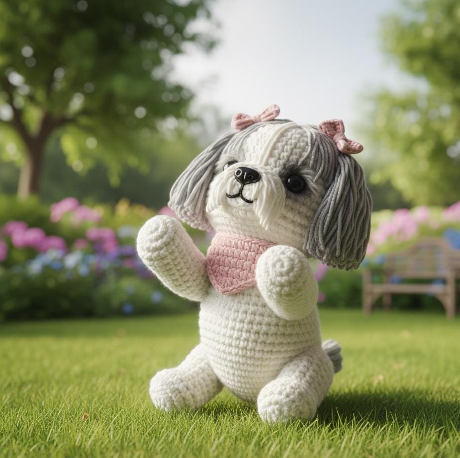 Amigurumi Crochet Shih Tzu Dog Puppy PDF Pattern | Realistic Stuffed Animal Crochet Tutorial | DIY Puppy Plushie Guide