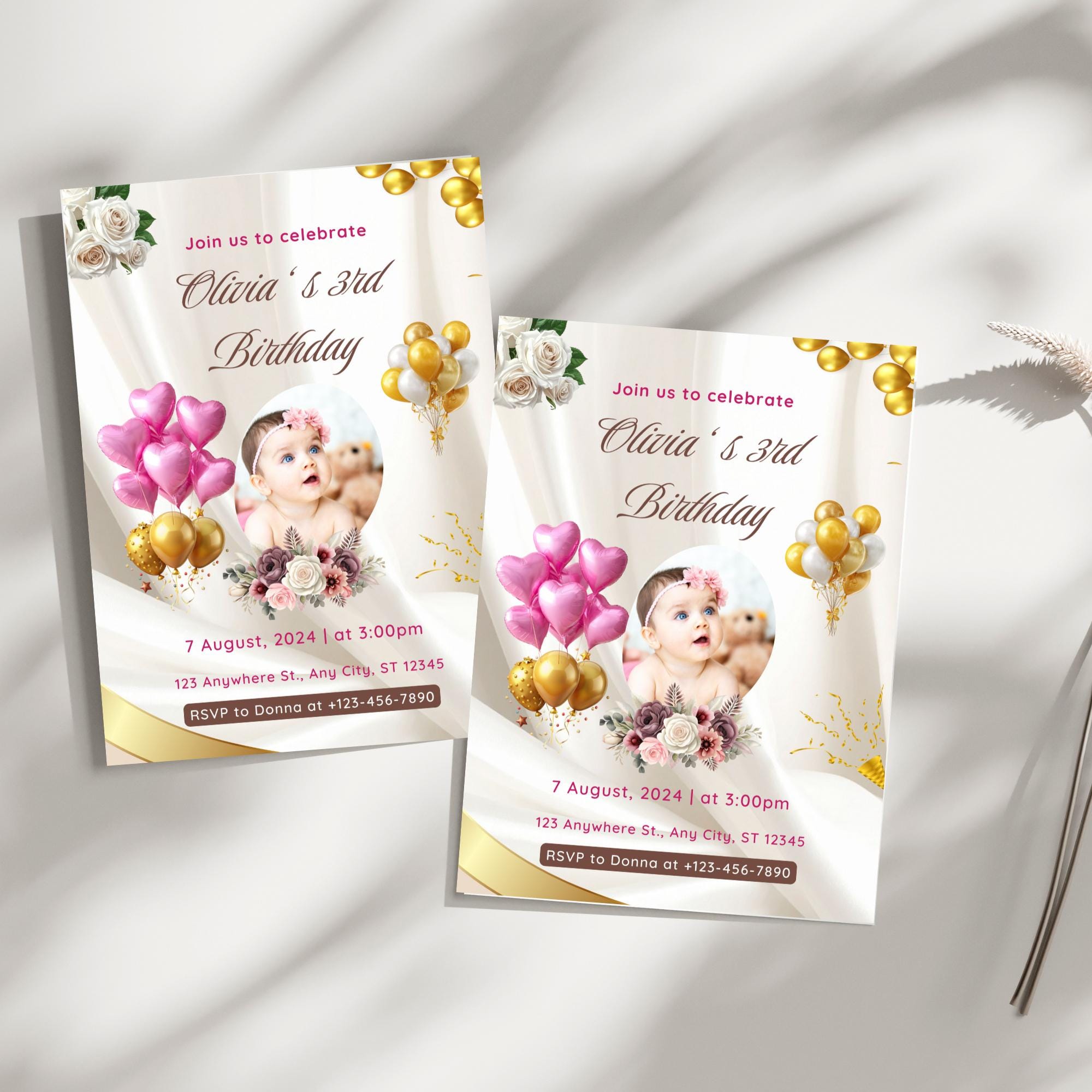 Birthday Invitation Template| Cute Baby Birthday Invite| Editable Canva| Looks expensive| edits in minutes| Download instantly