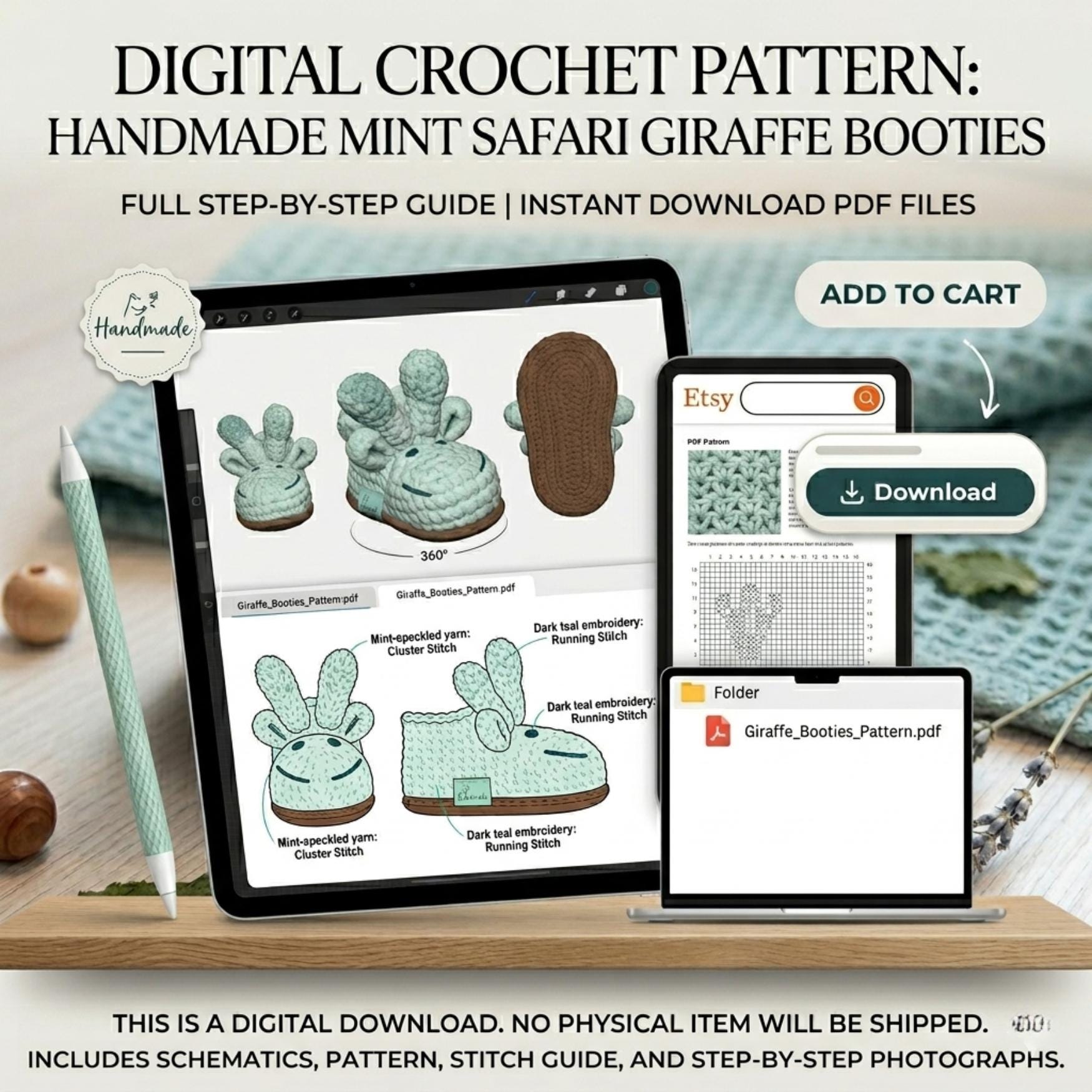 Baby Animal Booties Crochet Pattern – Easy Beginner Slippers (PDF Pattern)