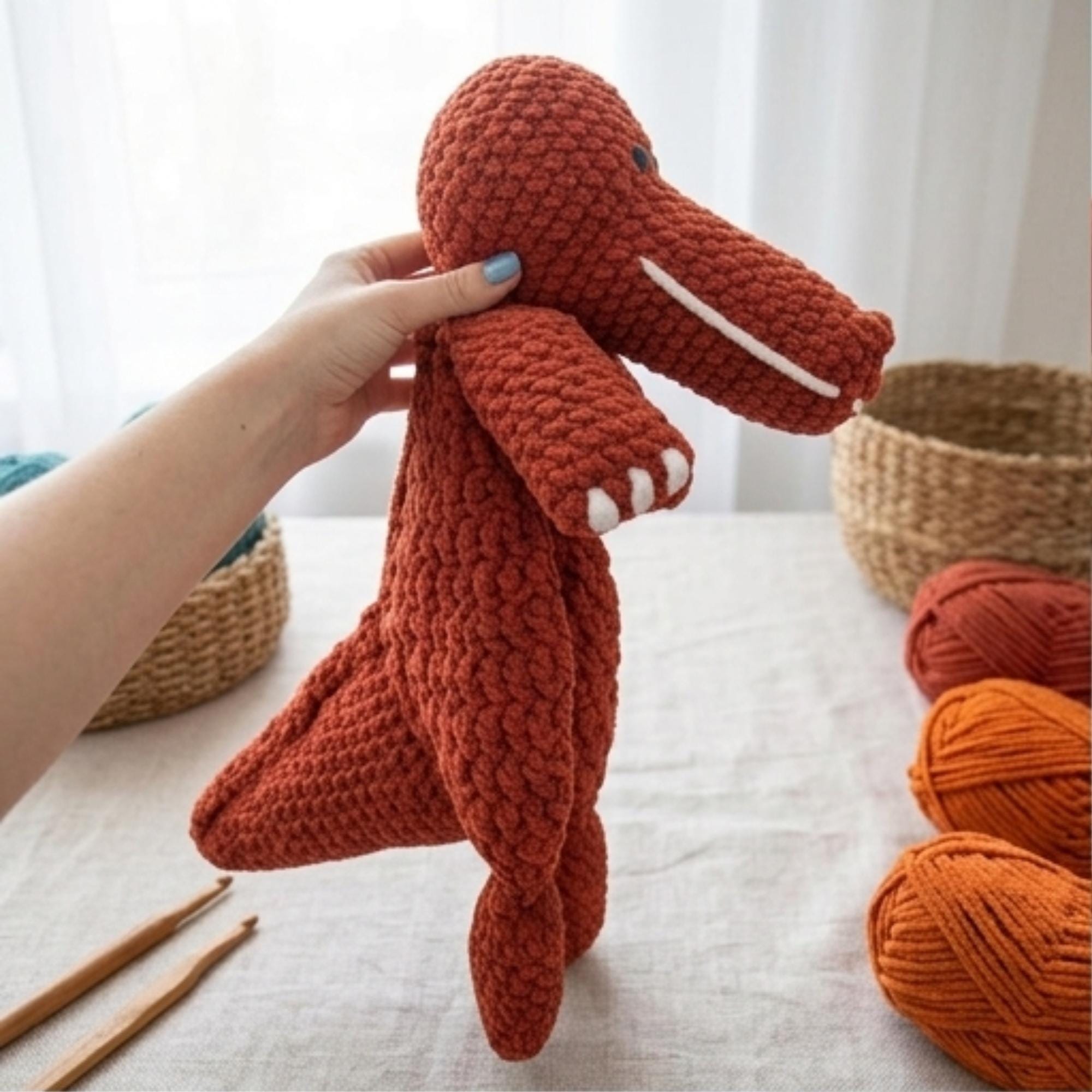 Crochet Alan the Alligator Amigurumi Lovey Pattern | Digital PDF