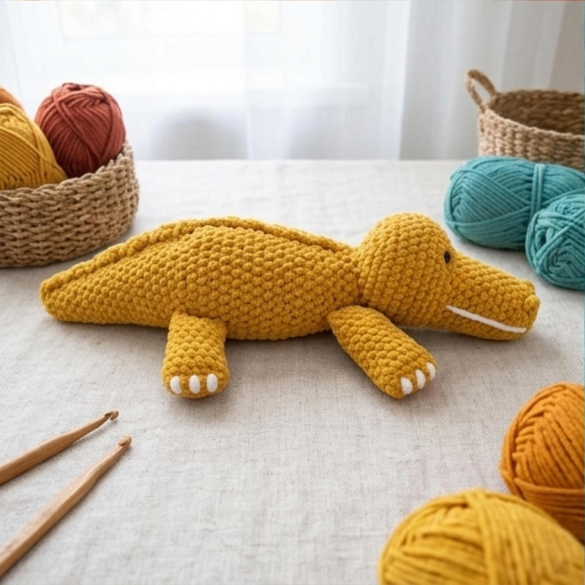 Crochet Alan the Alligator Amigurumi Lovey Pattern | Digital PDF