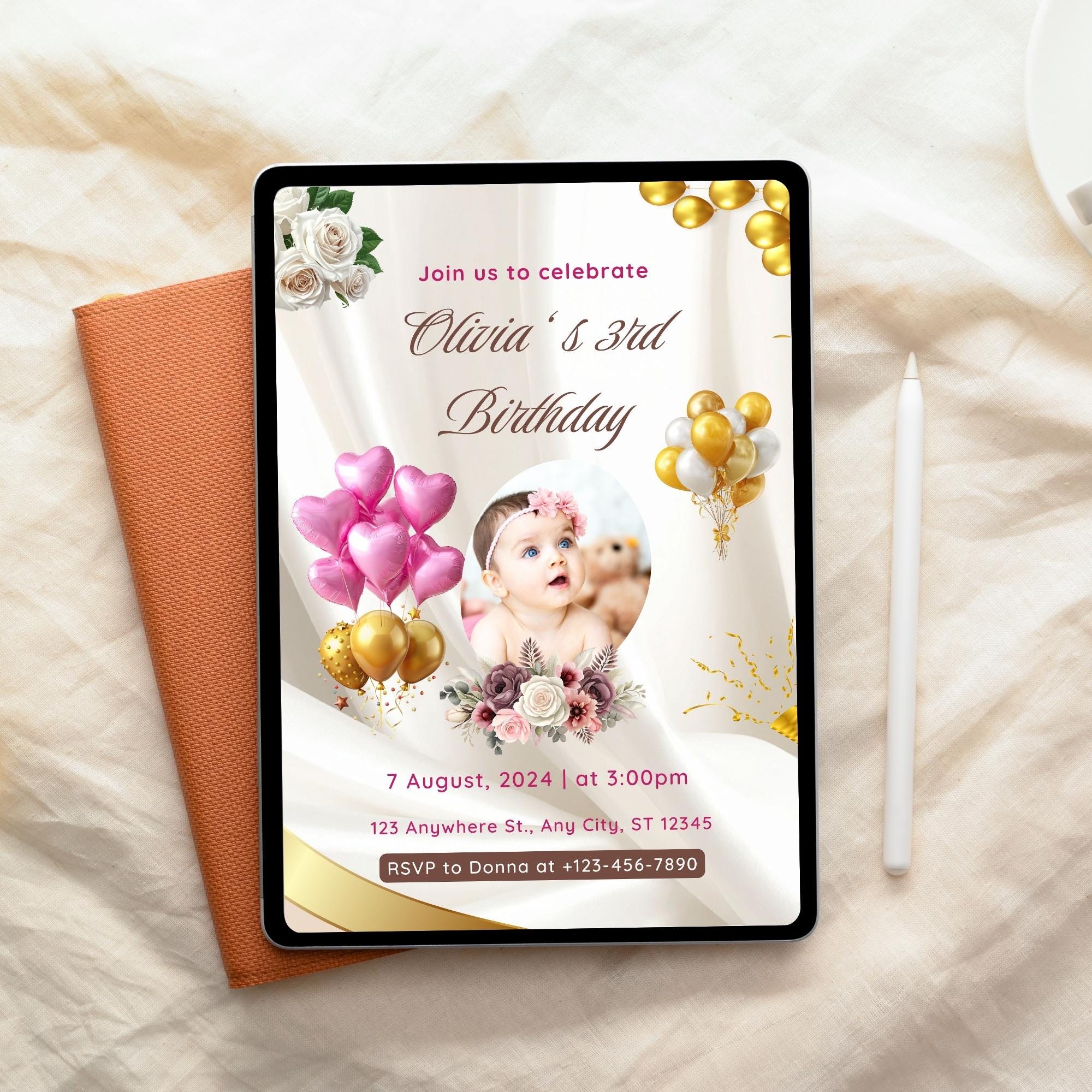 Birthday Invitation Template| Cute Baby Birthday Invite| Editable Canva| Looks expensive| edits in minutes| Download instantly
