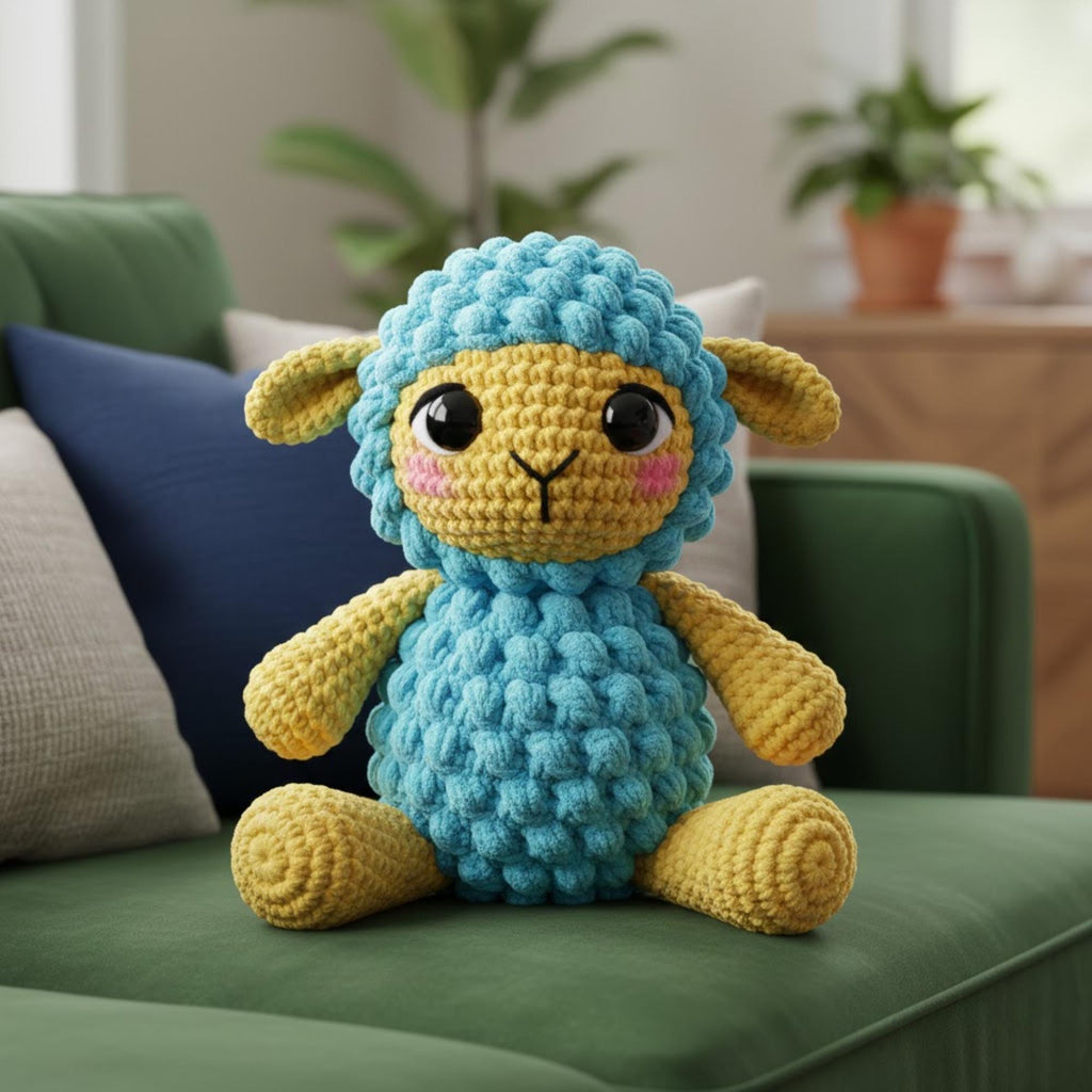 Amigurumi Crochet Bobble Stitch Lamb Pattern PDF– Cute Amigurumi Sheep Plush Toy, Textured Farm Animal, Beginner Friendly Digital Download