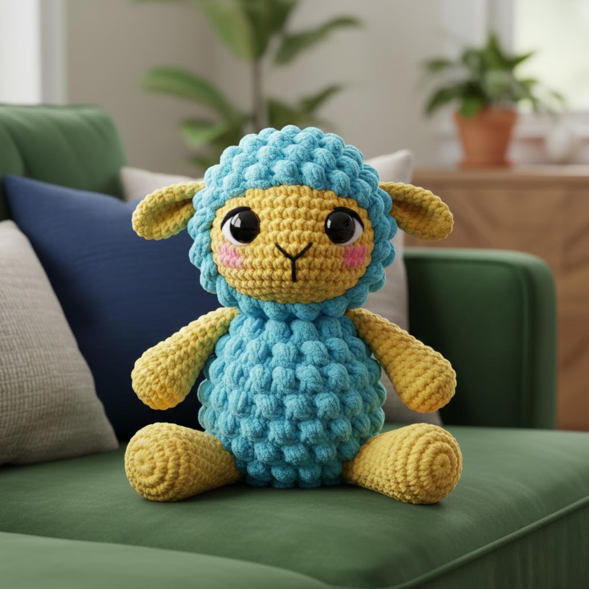 Amigurumi Crochet Bobble Stitch Lamb Pattern PDF– Cute Amigurumi Sheep Plush Toy, Textured Farm Animal, Beginner Friendly Digital Download