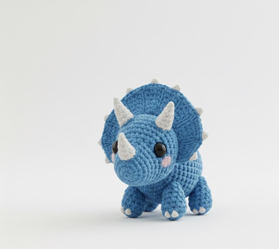 Amigurumi Dinosaur Triceratops Crochet Pattern PDF | Cute Stuffed Animal Tutorial | Beginner Crochet Dino | Digital Download