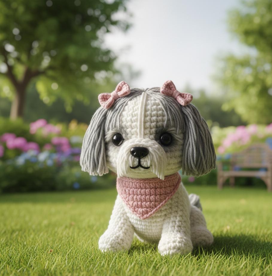 Amigurumi Crochet Shih Tzu Dog Puppy PDF Pattern | Realistic Stuffed Animal Crochet Tutorial | DIY Puppy Plushie Guide