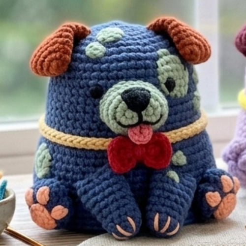 4-in-1 Puppy Dog Crochet Amigurumi Set PDF Pattern Bundle - Mini Kawaii Sitting Dog - Beginner Friendly Plush Toy - Digital Pattern