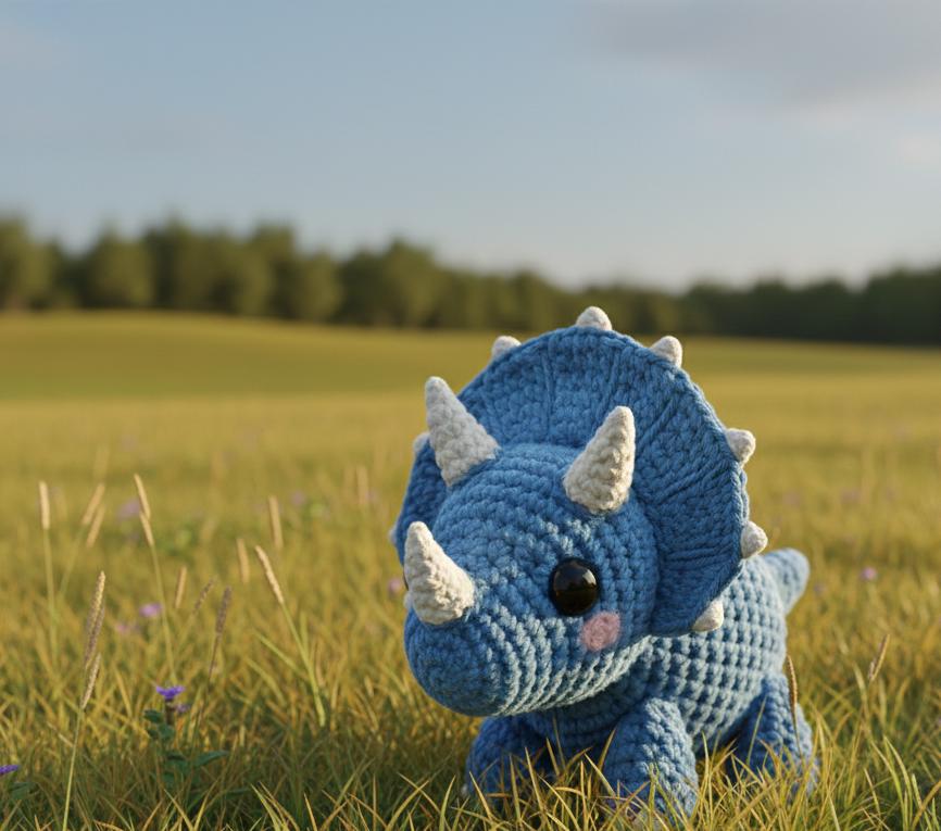 Amigurumi Dinosaur Triceratops Crochet Pattern PDF | Cute Stuffed Animal Tutorial | Beginner Crochet Dino | Digital Download
