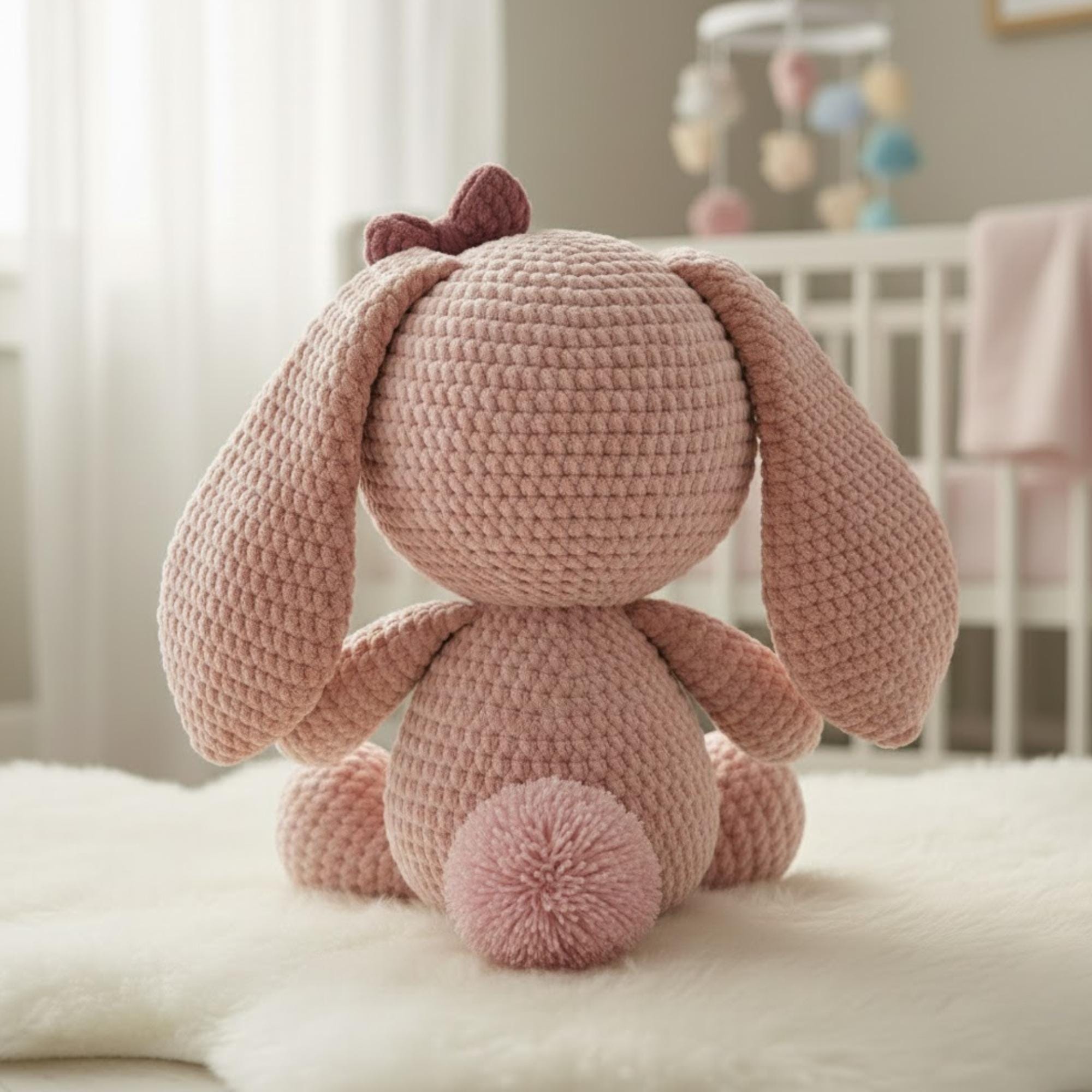 Blush Bunny Crochet Pattern PDF – Baby Girl Amigurumi Bunny with Bow – Nursery Decor Plush Toy Tutorial – Feminine Gift DIY